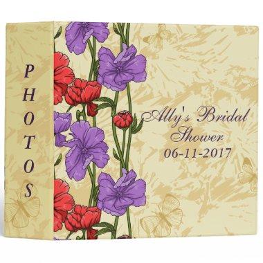 Pretty Red and Purple Floral Bridal Shower Album Binder