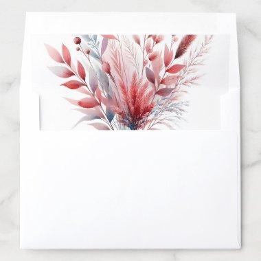 Pretty Red Leaf Leaves Flowers and Berries Envelope Liner