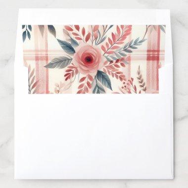Pretty Red Leaf Leaves Flowers Plaid Pattern Envelope Liner