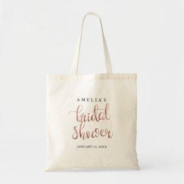 Pretty Rose Gold Bridal Shower Tote Bag