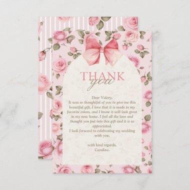 Pretty Vintage Pink Flowers Bridal Shower Thank You Invitations