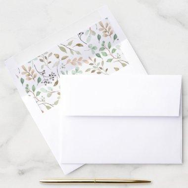 Pretty Watercolor Floral Leaves Seamless Pattern Envelope Liner