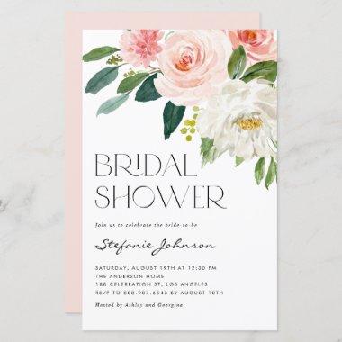 Pretty Watercolor Flowers Bridal Shower Invitations