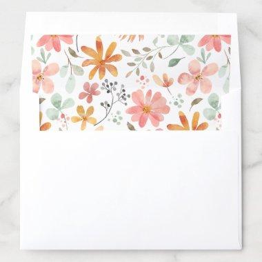 Pretty Watercolor Flowers Floral Seamless Pattern Envelope Liner