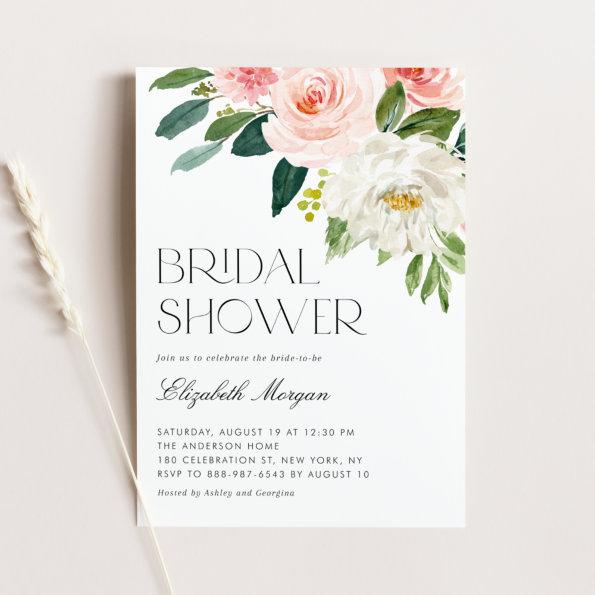 Pretty Watercolor Flowers Garden Bridal Shower Invitations
