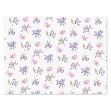 Pretty Watercolor Purple Wildflower Baby Shower Tissue Paper