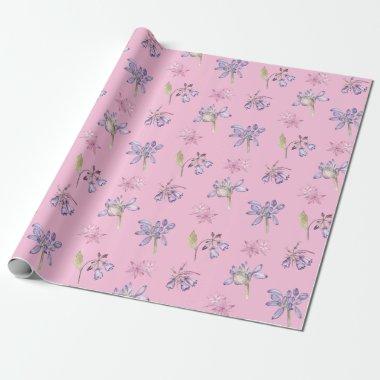 Pretty Watercolor Purple Wildflower Girl Gifts Wrapping Paper