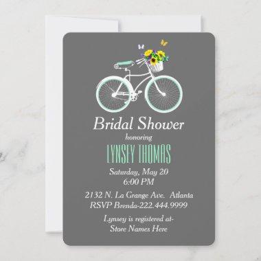 Pretty White Bicycle Bridal Shower Invitations