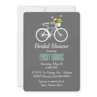 Pretty White Bicycle Bridal Shower Invitations