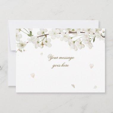 Pretty White Blossom Add Your Message Thank You Invitations