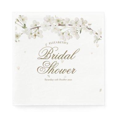 Pretty White Blossom Floral Bridal Shower Napkins