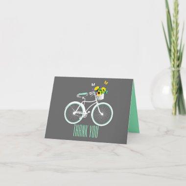 Pretty White Girly Bicycle Thank You Note Invitations