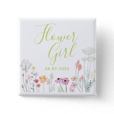 Pretty Wildflower Flower Girl Shower Button