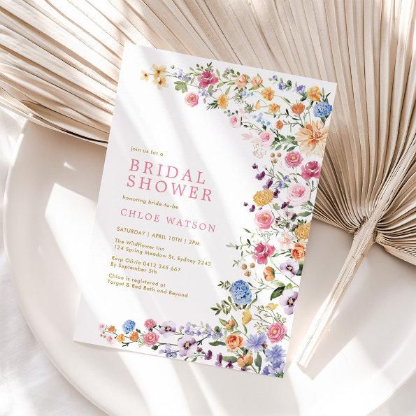 Pretty Wildflower Meadow Bridal Shower Invitations
