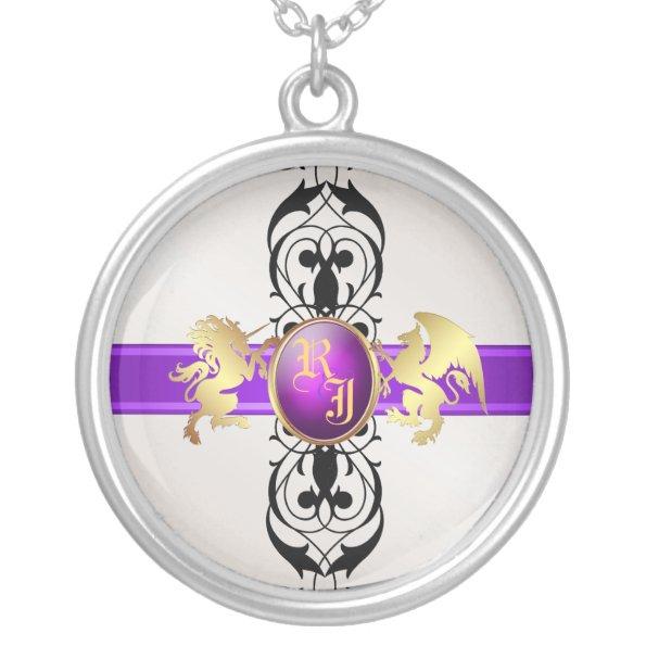 Prince & Princess Purple Jewel Monogram Necklace 2