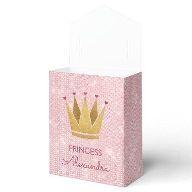 Princess Crown Rose Gold Blush Pink Sparkle Favor Boxes