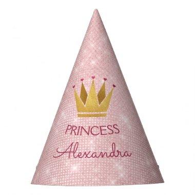 Princess Crown Rose Gold Blush Pink Sparkle Party Hat