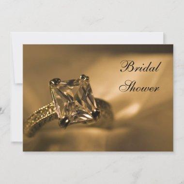 Princess Cut Diamond Engagement Ring Bridal Shower Invitations