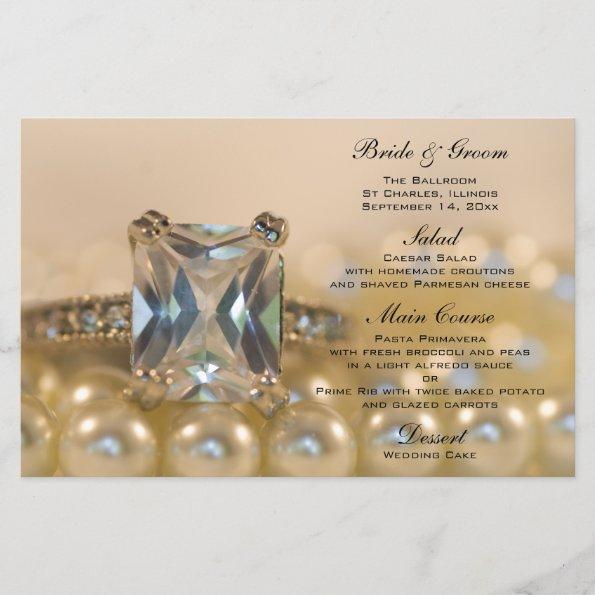 Princess Diamond Ring and Pearls Wedding Menu