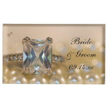 Princess Diamond Ring and Pearls Wedding Place Invitations Holder
