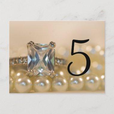 Princess Diamond Ring Pearls Wedding Table Numbers