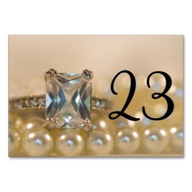 Princess Diamond Ring Pearls Wedding Table Numbers