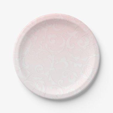 Princess Pink Damask Storybook Elegant Wedding Paper Plates