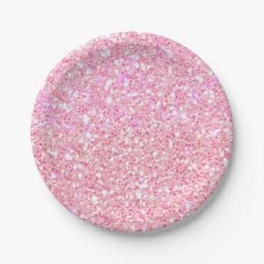 Princess Pink Glitter Glam Custom Party Paper Plates