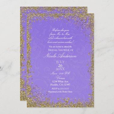 Princess Purple Damask Storybook Bridal Shower Invitations