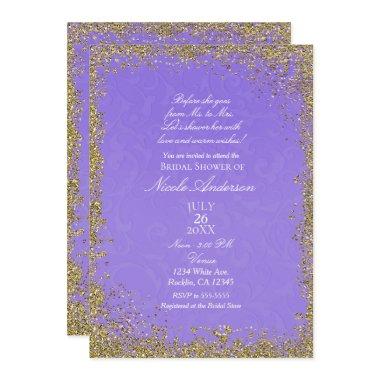 Princess Purple Damask Storybook Bridal Shower Invitations