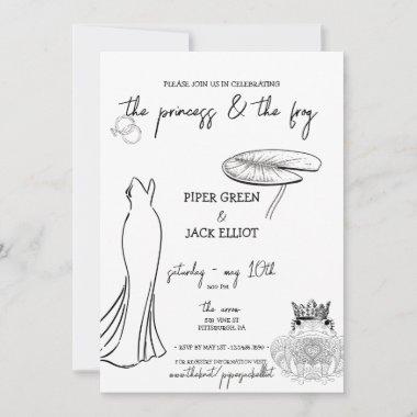 Princess & The Frog - B&W - Couples Shower Invite