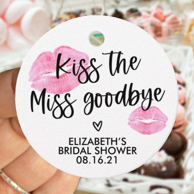 Printed Kiss the Miss Goodbye Bridal Shower  Favor Tags