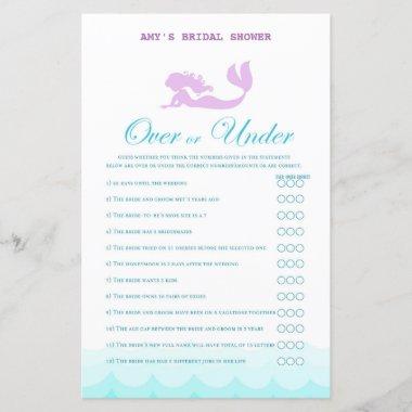 Printed Mermaid Bridal Shower Game, Wedding Shower