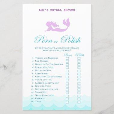 Printed Mermaid Bridal Shower Game, Wedding Shower
