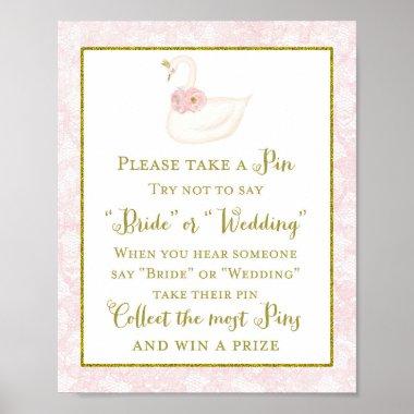 Printed Pink Swan Bridal Shower Game Poster
