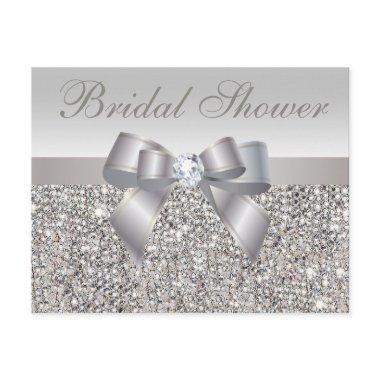 Printed Silver Sequins Bow & Diamond