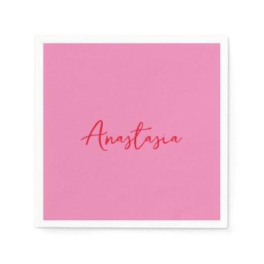 Professional calligraphy name custom pink napkins