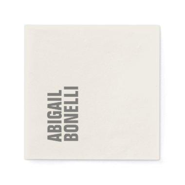 Professional minimalist bold modern grey name napkins
