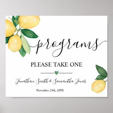 Programs Wedding Ceremony Lemons Sign