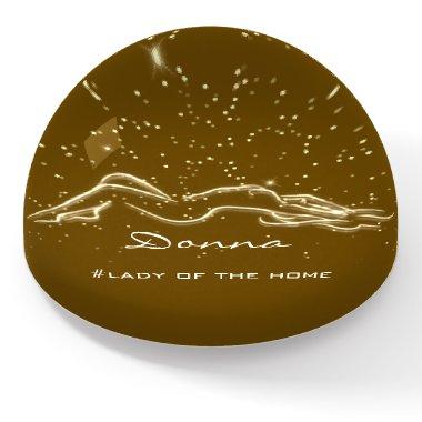 Promotion Custom Logo Gold Brown Body SPA Name Paperweight