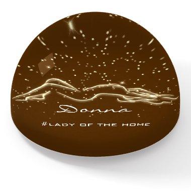 Promotion Custom Logo Gold Brown Coffee Body SPA Paperweight