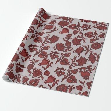 Promotion Flowers Bohemian Chic Floral Boho Grey Wrapping Paper