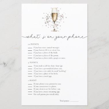 Prosecco Whats On Your Phone Bridal Shower Game