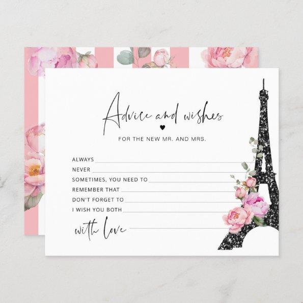 Psris floral pink advice and wishes bridal Invitations