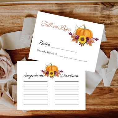 Pumkpkin Fall Bridal Shower Recipe Note Enclosure Invitations