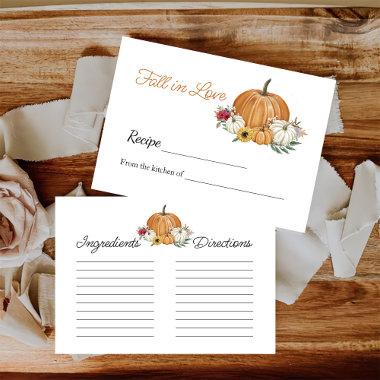 Pumkpkin Fall Bridal Shower Recipe Note Enclosure Invitations