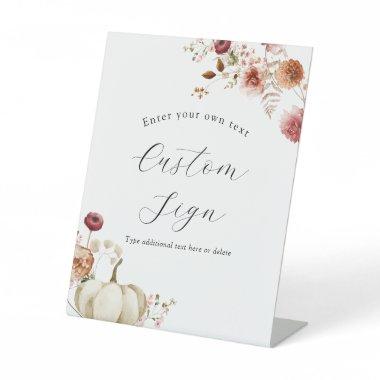 Pumpkin and Burgundy Floral Custom Text Sign