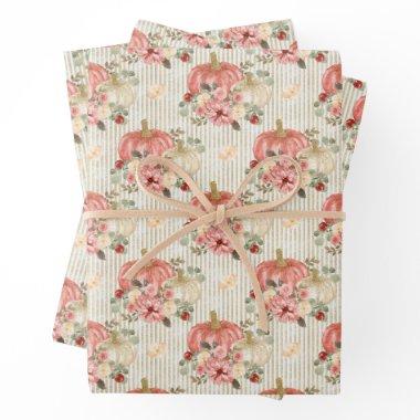 Pumpkin and Flowers Wrapping Paper Sheets