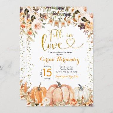 Pumpkin Autumn Fall in Love Bridal Shower Invitati Invitations