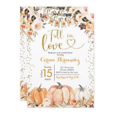 Pumpkin Autumn Fall in Love Bridal Shower Invitati Invitations